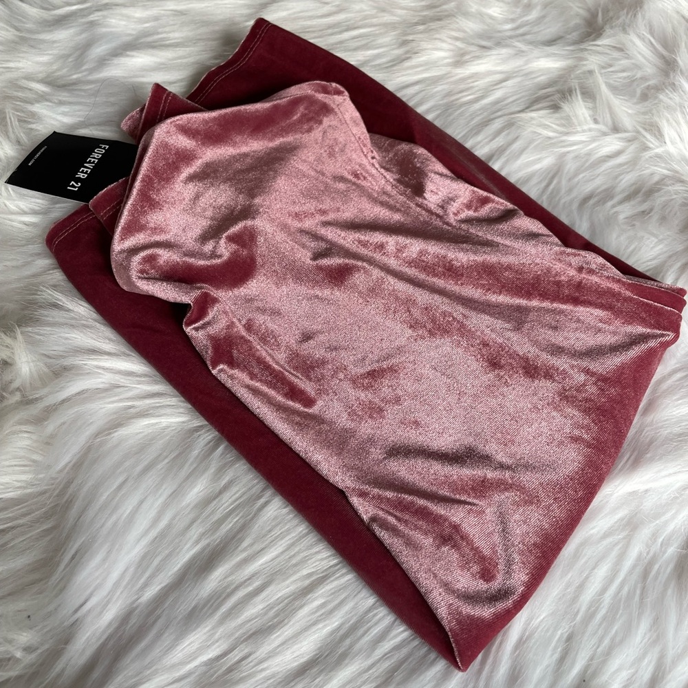 Forever 21 velvet strapless dress pink small